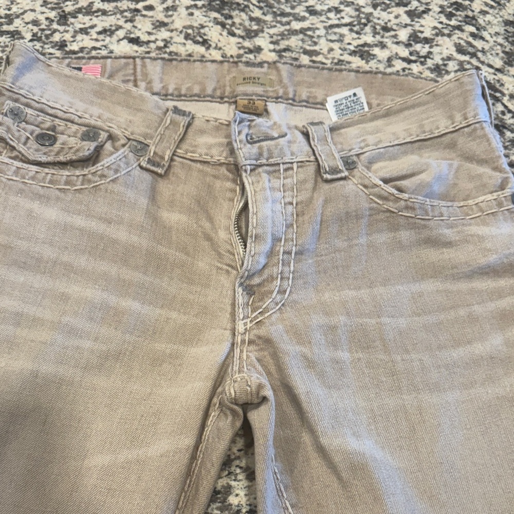 True Religion Men's Light Brown Relaxed Jeans